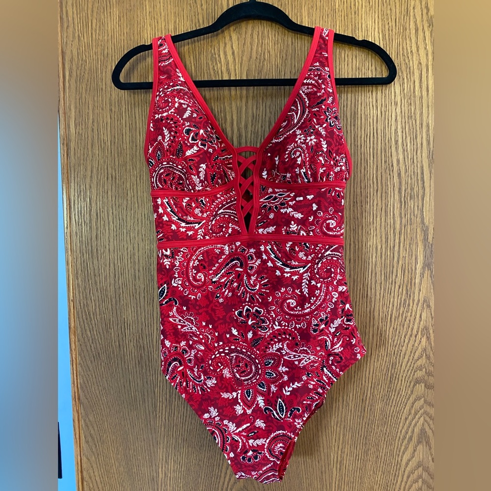 AdoreMe Red Swimsuit Andressa Contour Plus